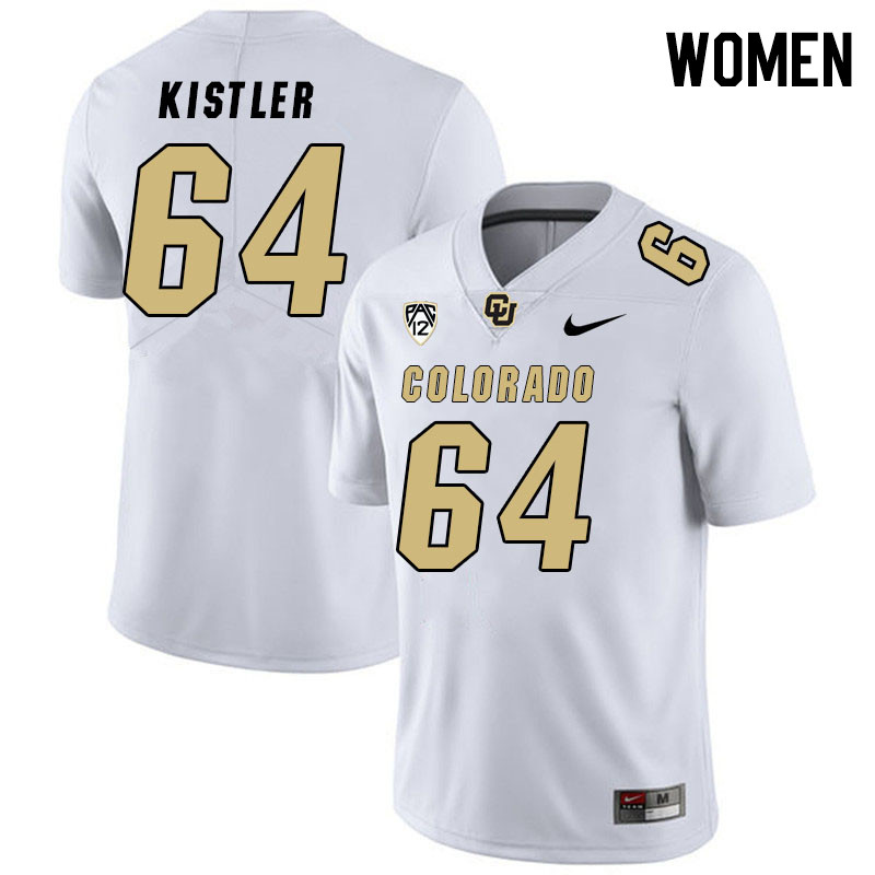 Women #64 Evan Kistler Colorado Buffaloes College Football Jerseys Stitched Sale-White